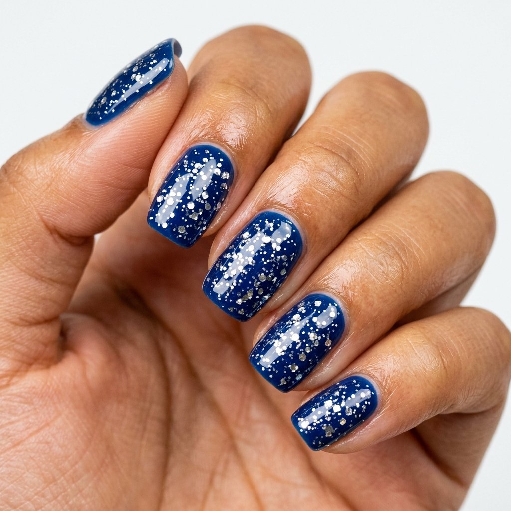 Blue and Silver Glitter Nail Designs