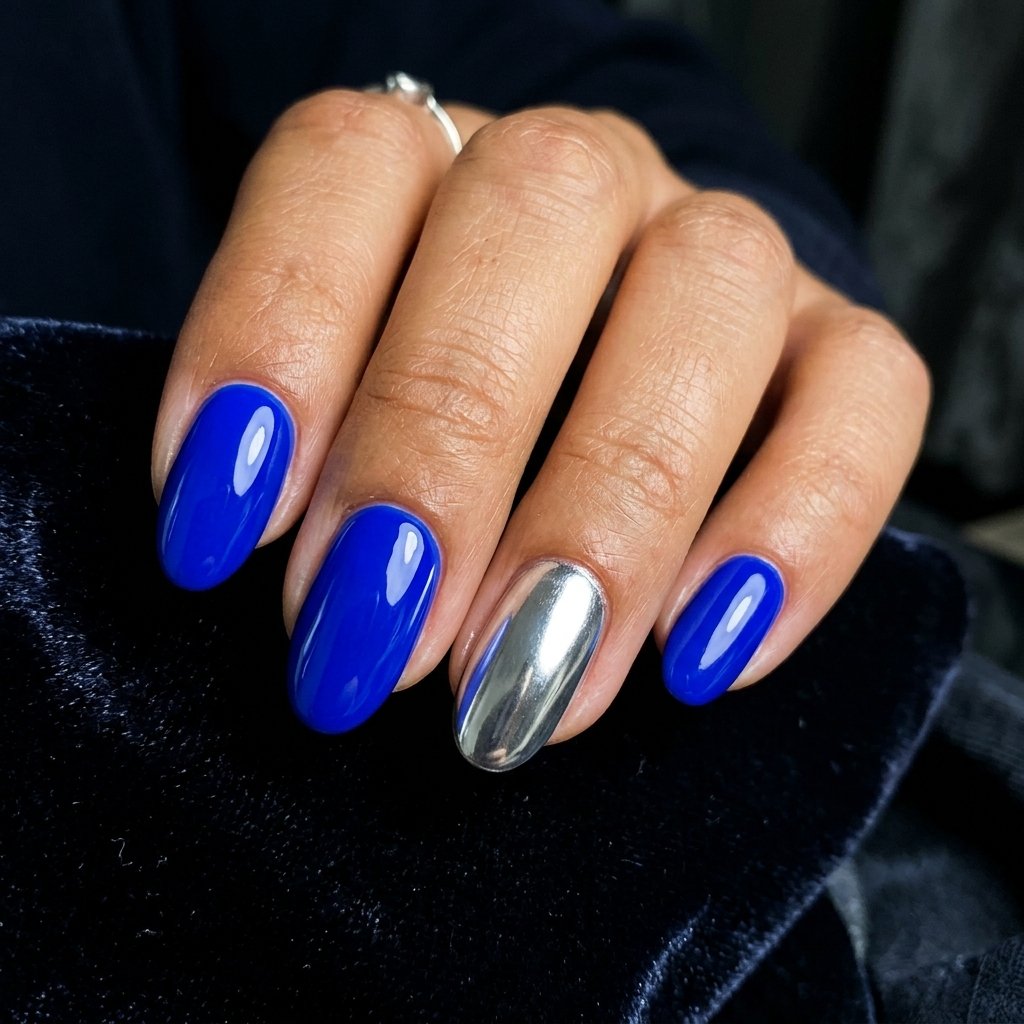 Royal Blue and Silver Nail Designs