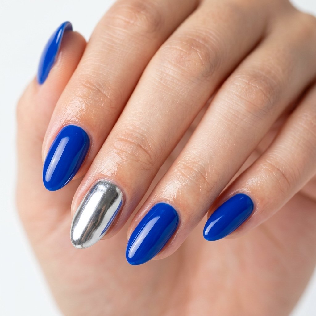 Blue and Silver Gel Nail Designs