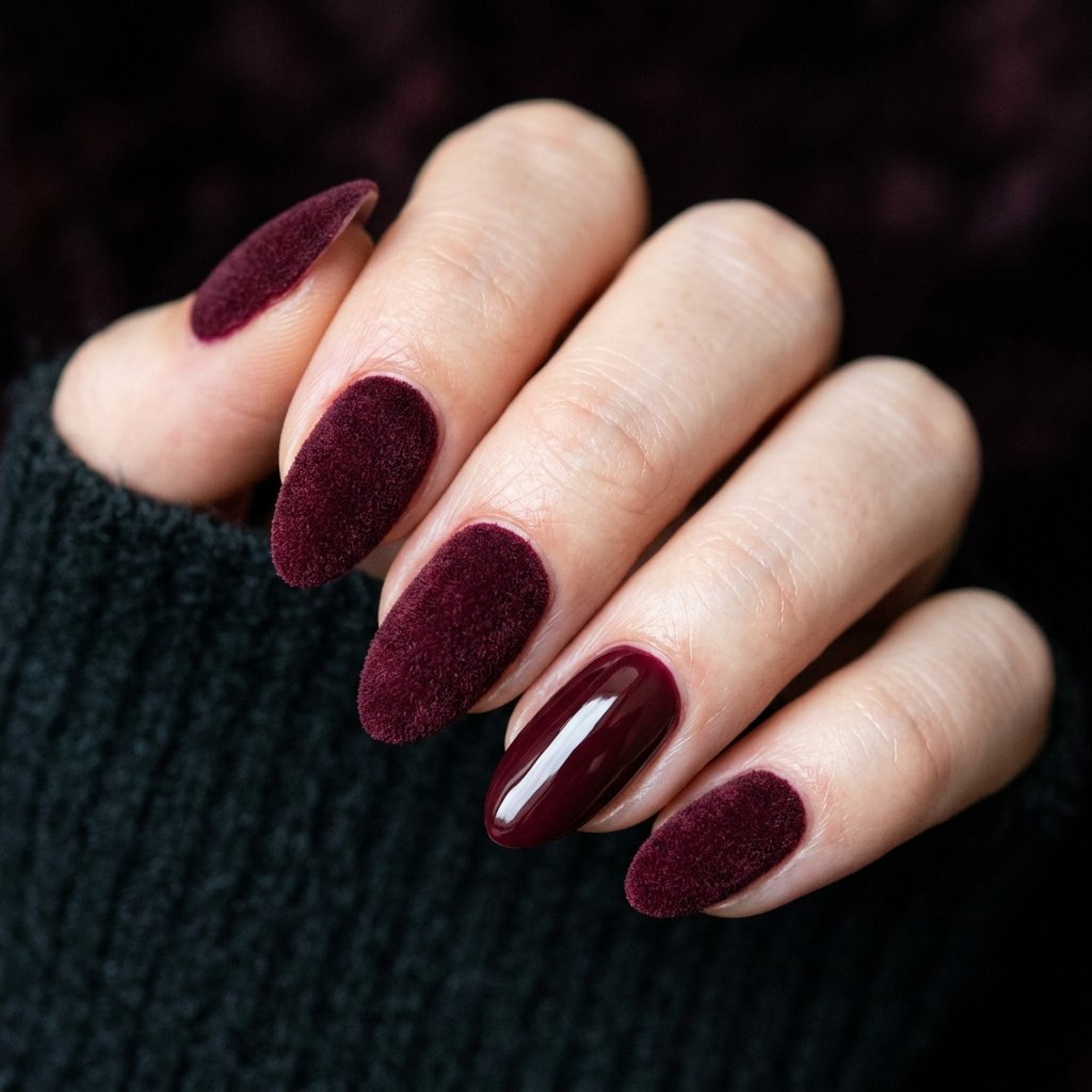 Burgundy Velvet Nail Ideas