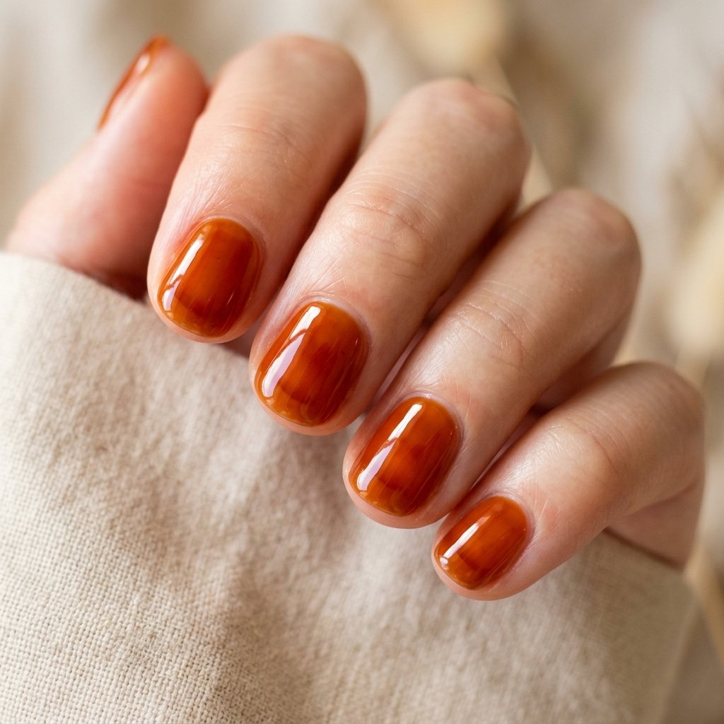 September Nails Art: 30 Elegant Early Autumn Looks 12 Burnt Amber Jelly Nails