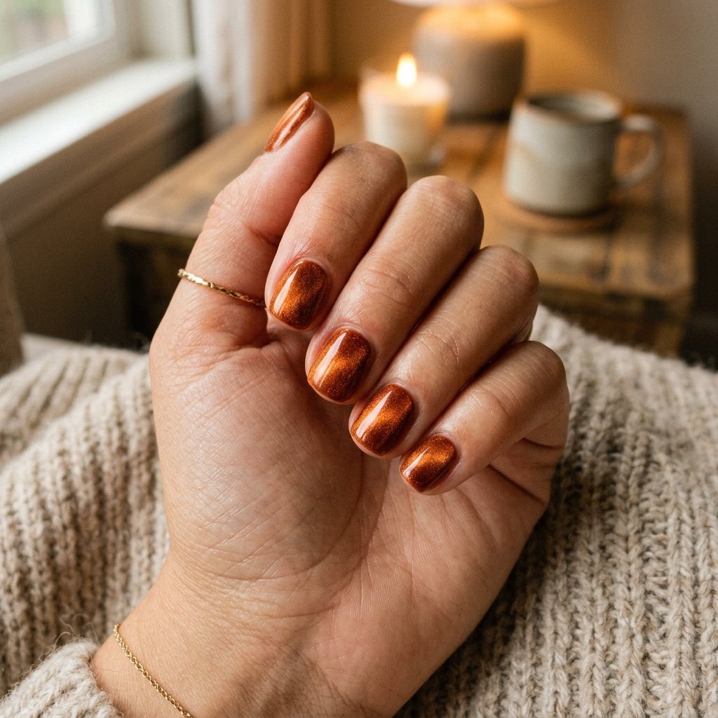 30 September Nails Ideas Perfect for Sweater Weather 5 Burnt Orange Velvet Base