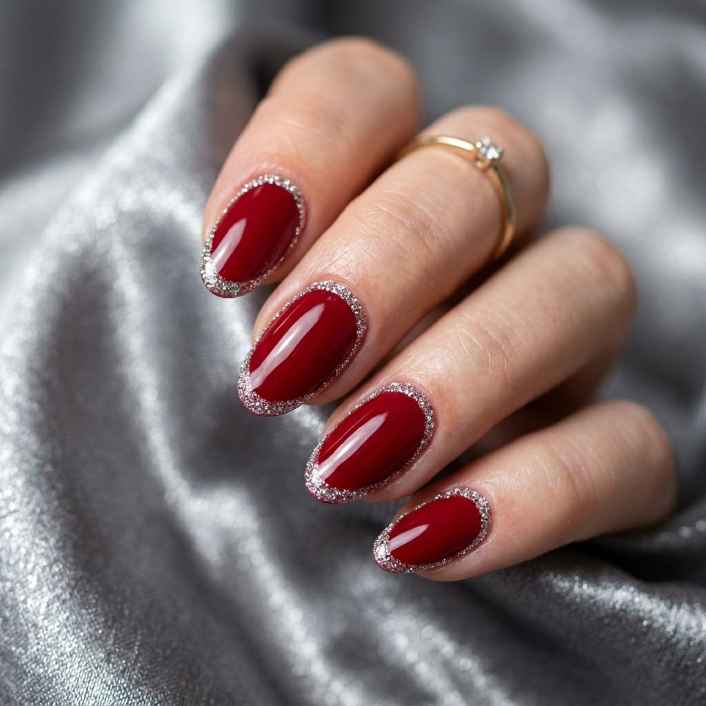 35 Stunning Red Sparkly Nails Ideas to Try for Pure Glamour 9 Cherry Red Diamond Dust Borders