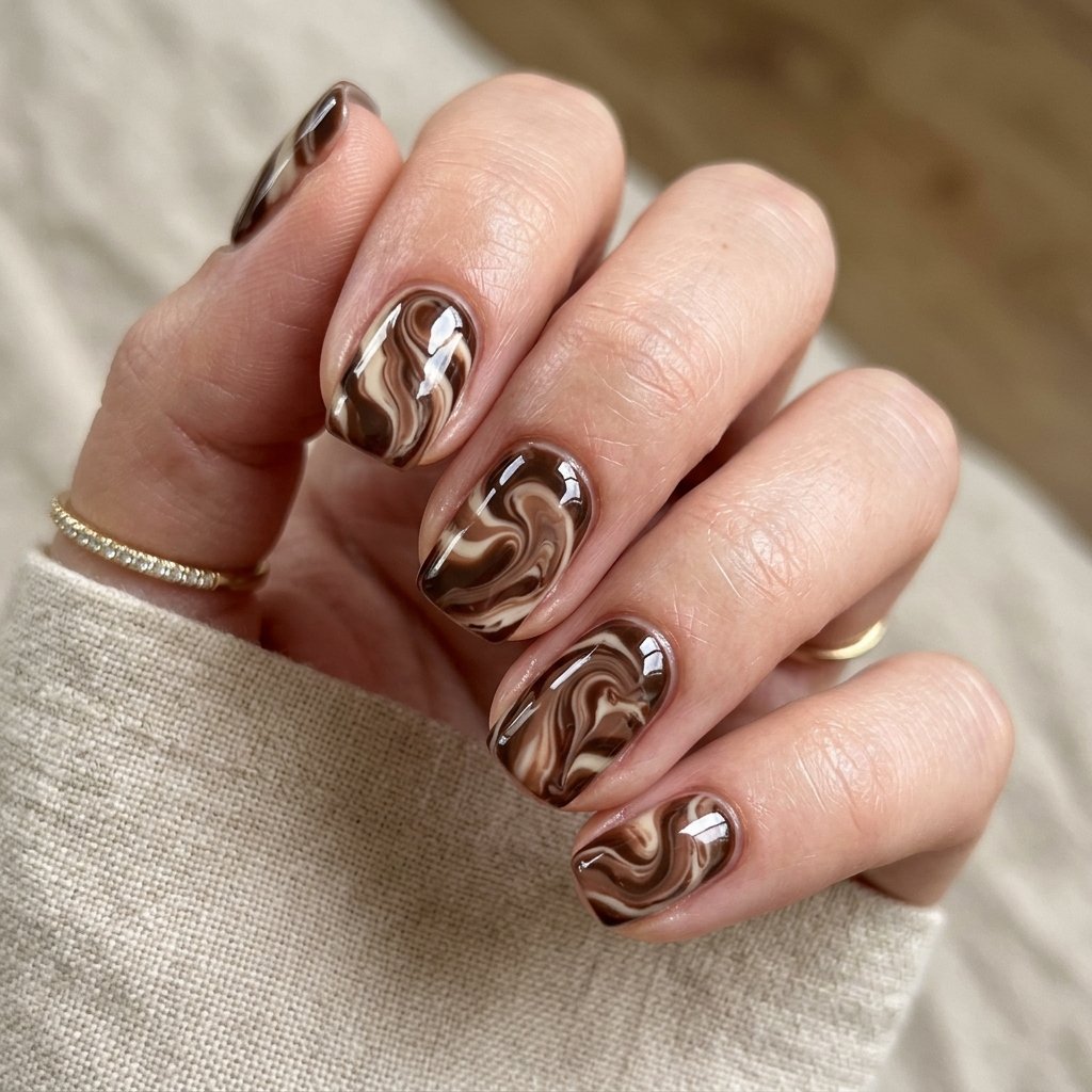Chocolate Marble Nail Ideas