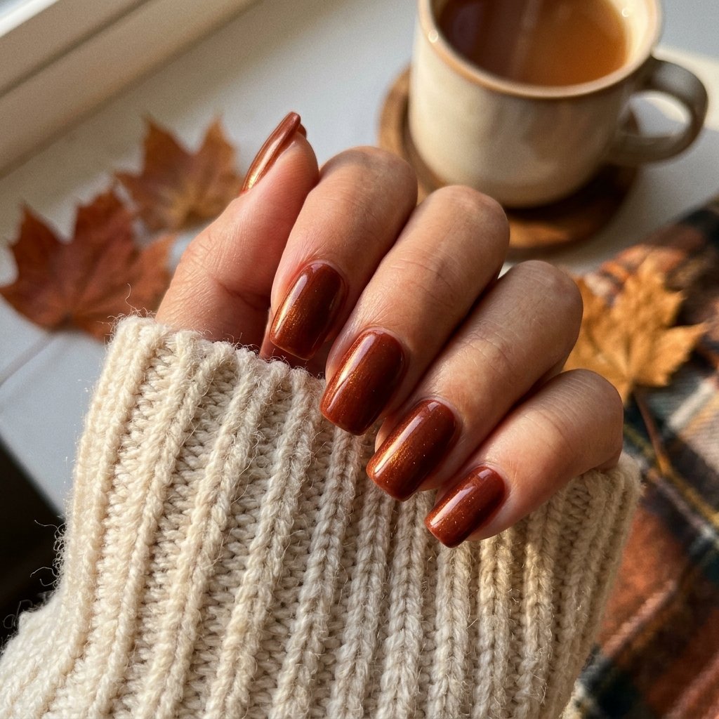 30 September Nails Ideas Perfect for Sweater Weather 21 Cinnamon Spice Squoval Manicure