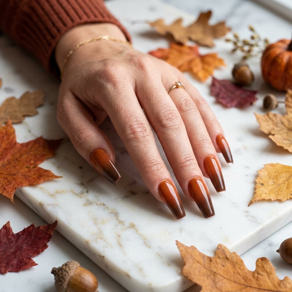 35 Gorgeous Fall Ombre Nails Ideas for Every Mood 10 Coffin Nail Fall Ombre Ideas