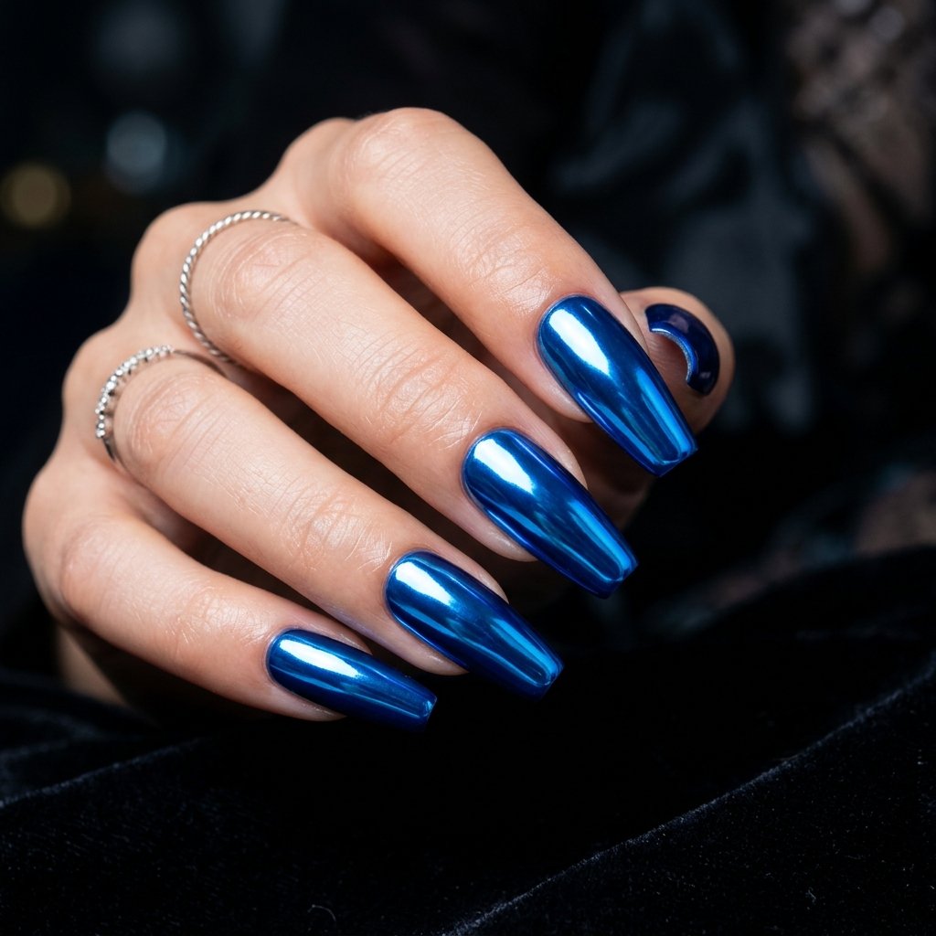 30 Gorgeous Neon Blue Nails Ideas You Will Actually Want to Wear 13 Neon Blue Chrome Nails