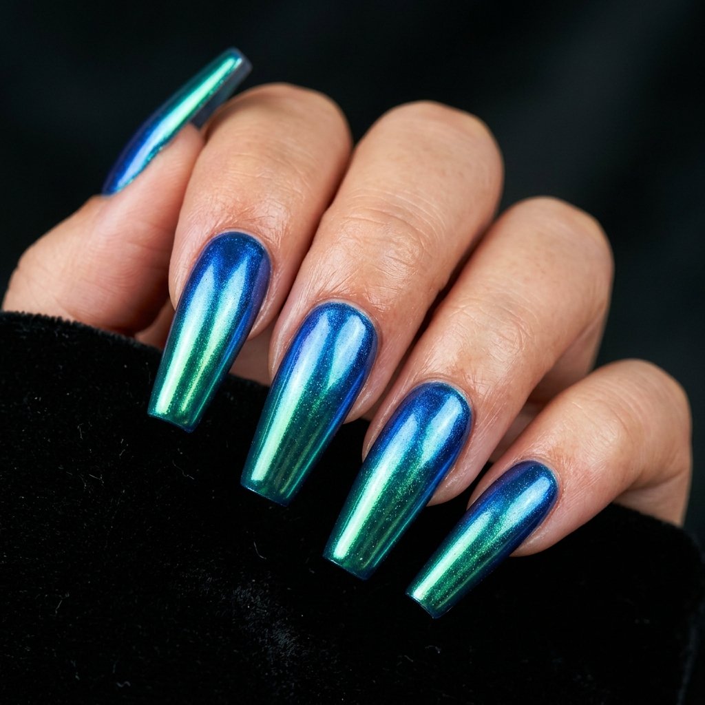 Coffin Shape September Nail Ideas