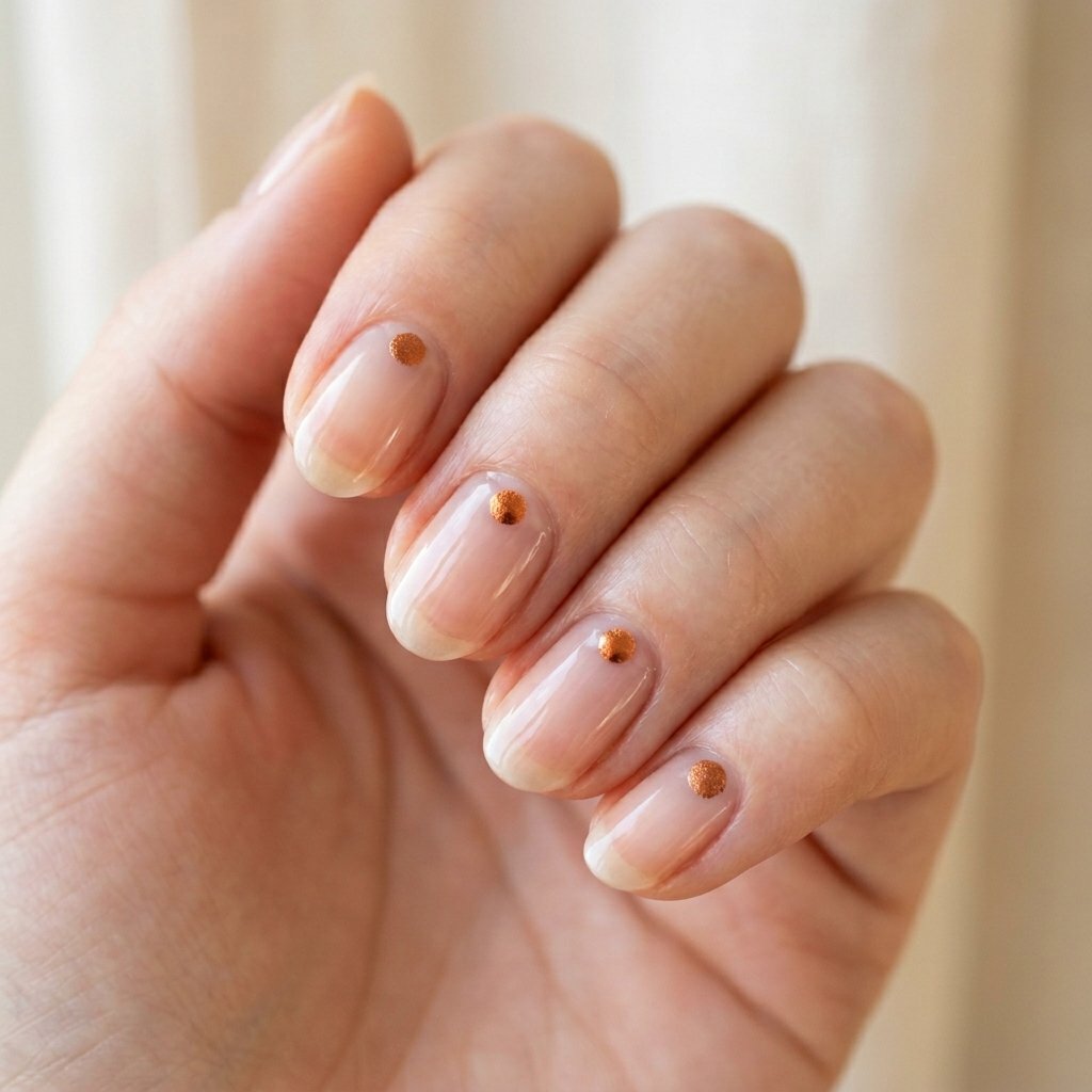 September Nails Art: 30 Elegant Early Autumn Looks 25 Copper Penny Metallic Dots