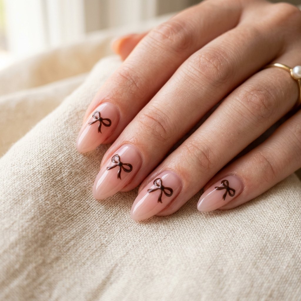September Nails Art: 30 Elegant Early Autumn Looks 4 Autumn Coquette Bow Details