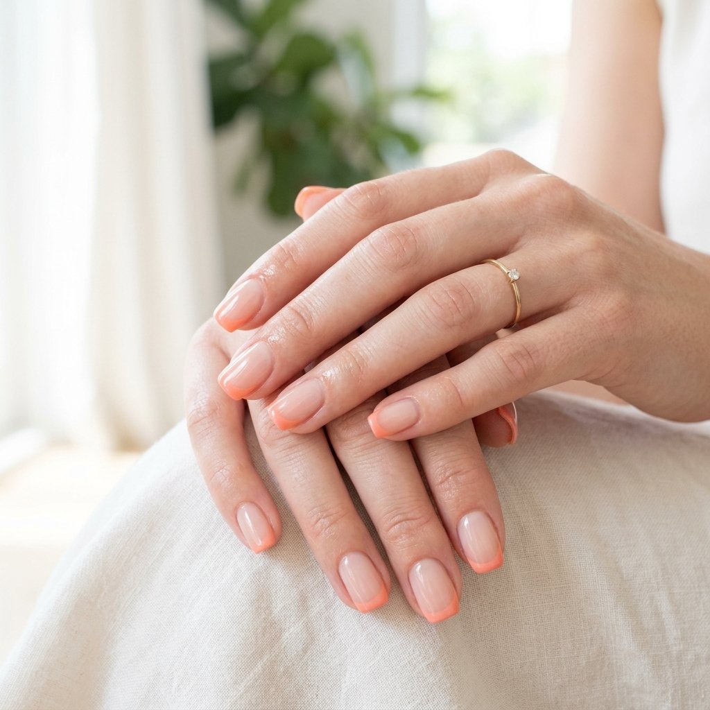 32 Awesome Orange French Tip Nails: The Only Inspo List You Need 3 Coral Orange French Tip Nails