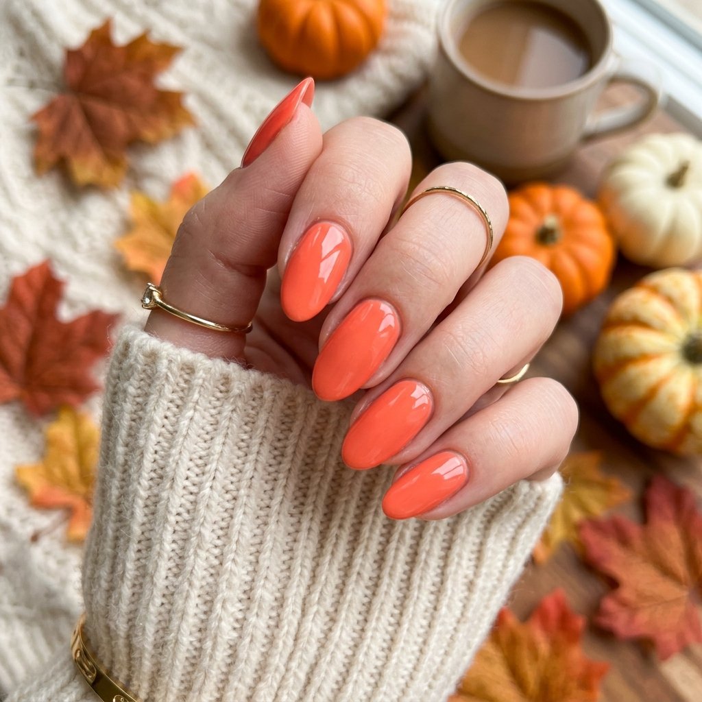 35 Modern Orange Fall Nails Ideas From Rust to Pumpkin 34 Coral Orange Nail Ideas