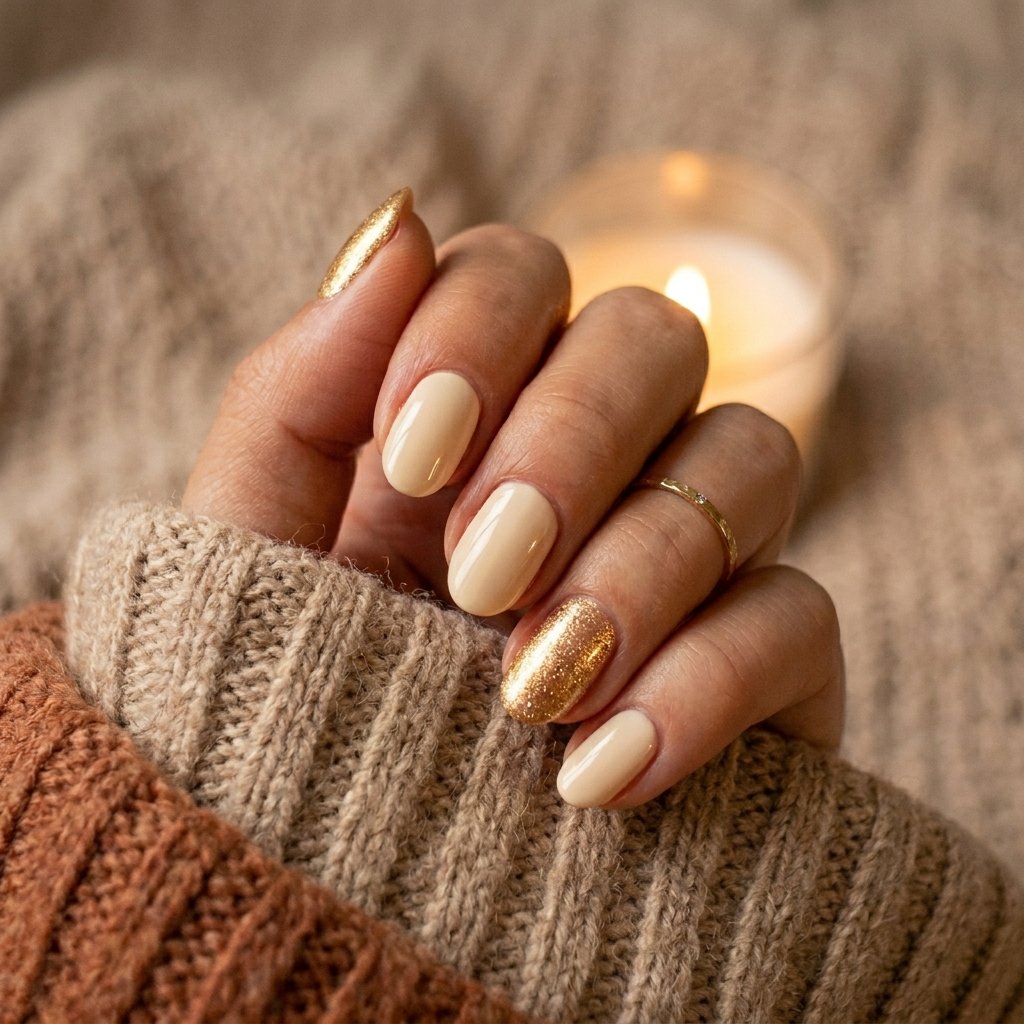 35 Best Thanksgiving Nails Ideas You Need to Try This Year 2026 32 Candle and Cozy Vibes Nail Designs