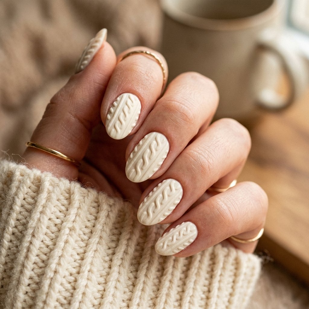 Cozy Sweater Nail Ideas