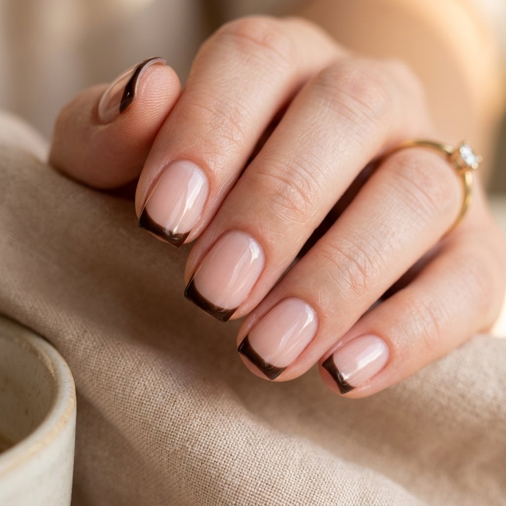 30 September Nails Ideas Perfect for Sweater Weather 4 Creamy Espresso French Tips