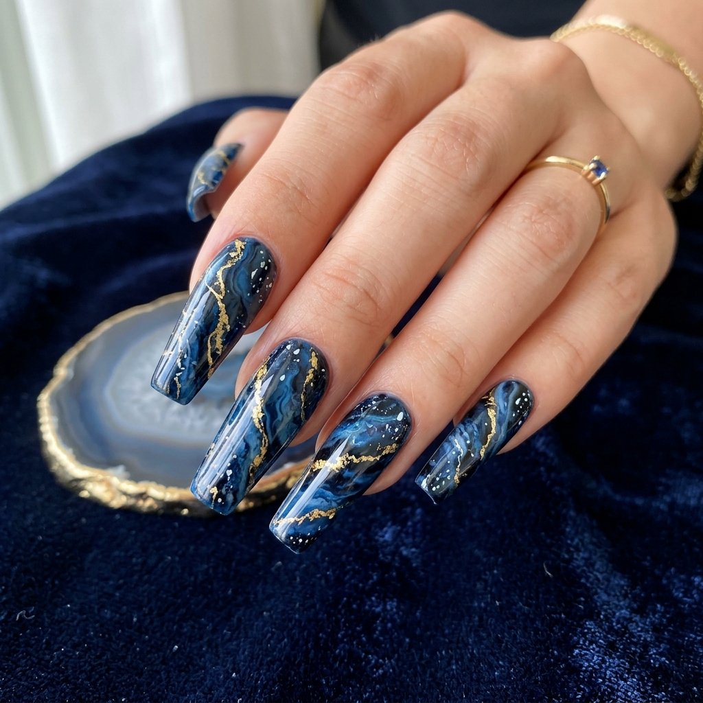 Dark Blue Marble Coffin Design
