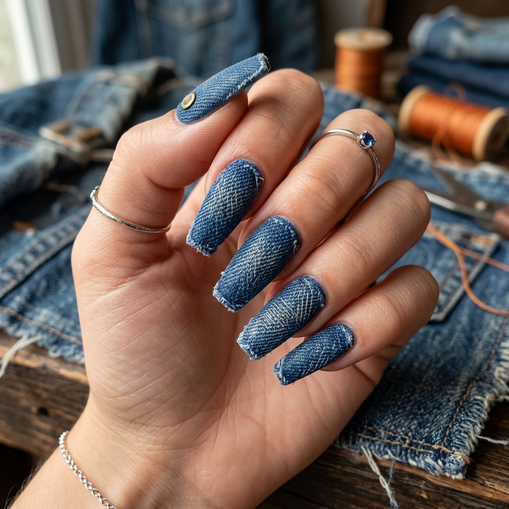 Denim Blue Textured Coffin Look