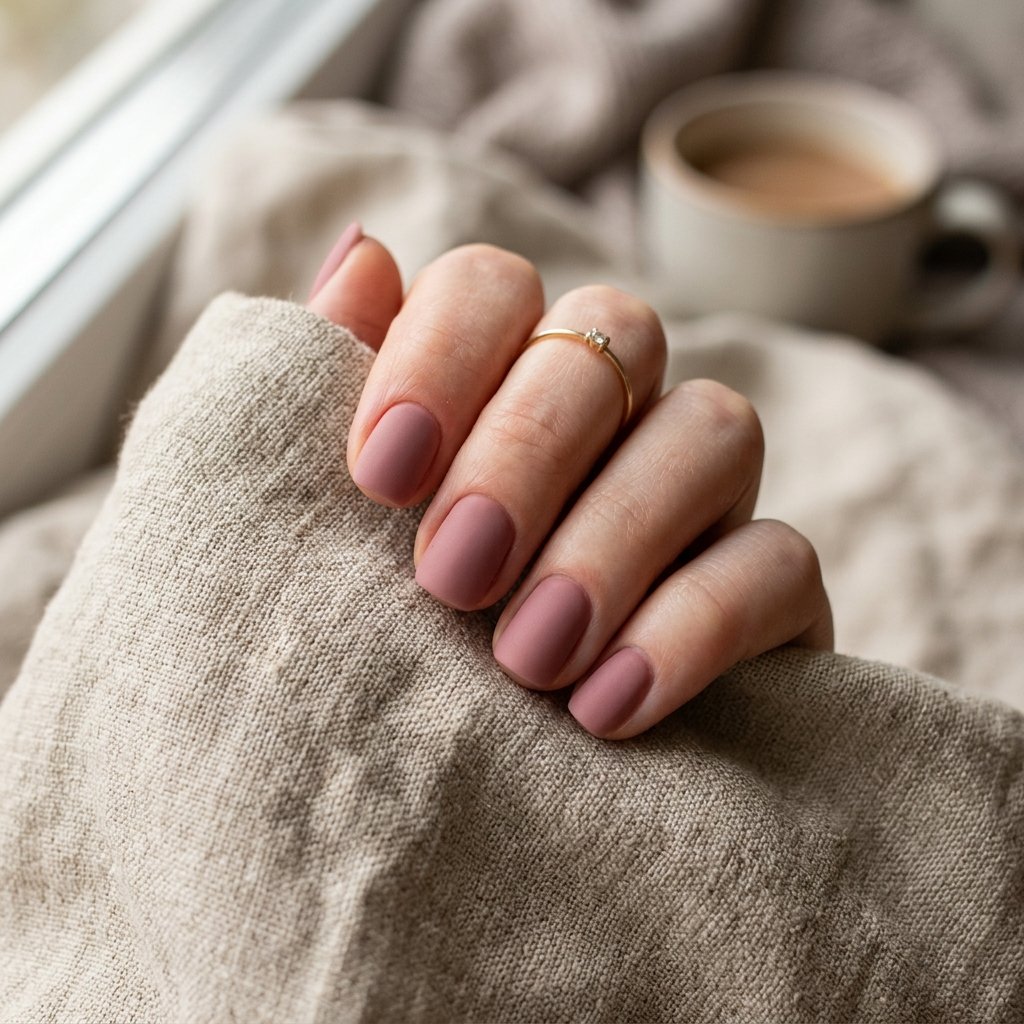30 September Nails Ideas Perfect for Sweater Weather 9 Dusty Rose Matte Polish