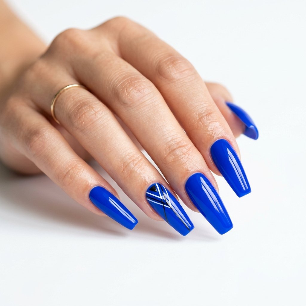 Electric Cobalt Blue Nail Art