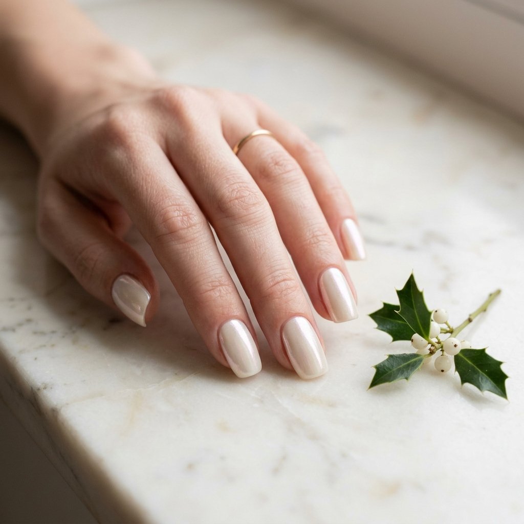 35 Gorgeous Chrome Christmas Nails Ideas to Try Now 14 White Chocolate Glazed Finish