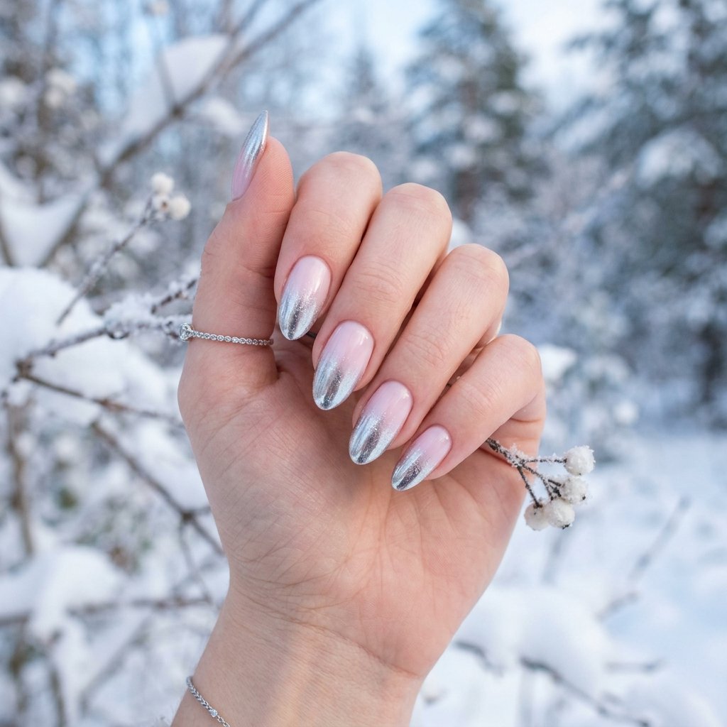 35 Gorgeous Chrome Christmas Nails Ideas to Try Now 30 Blushing Pink Icicle Elegance