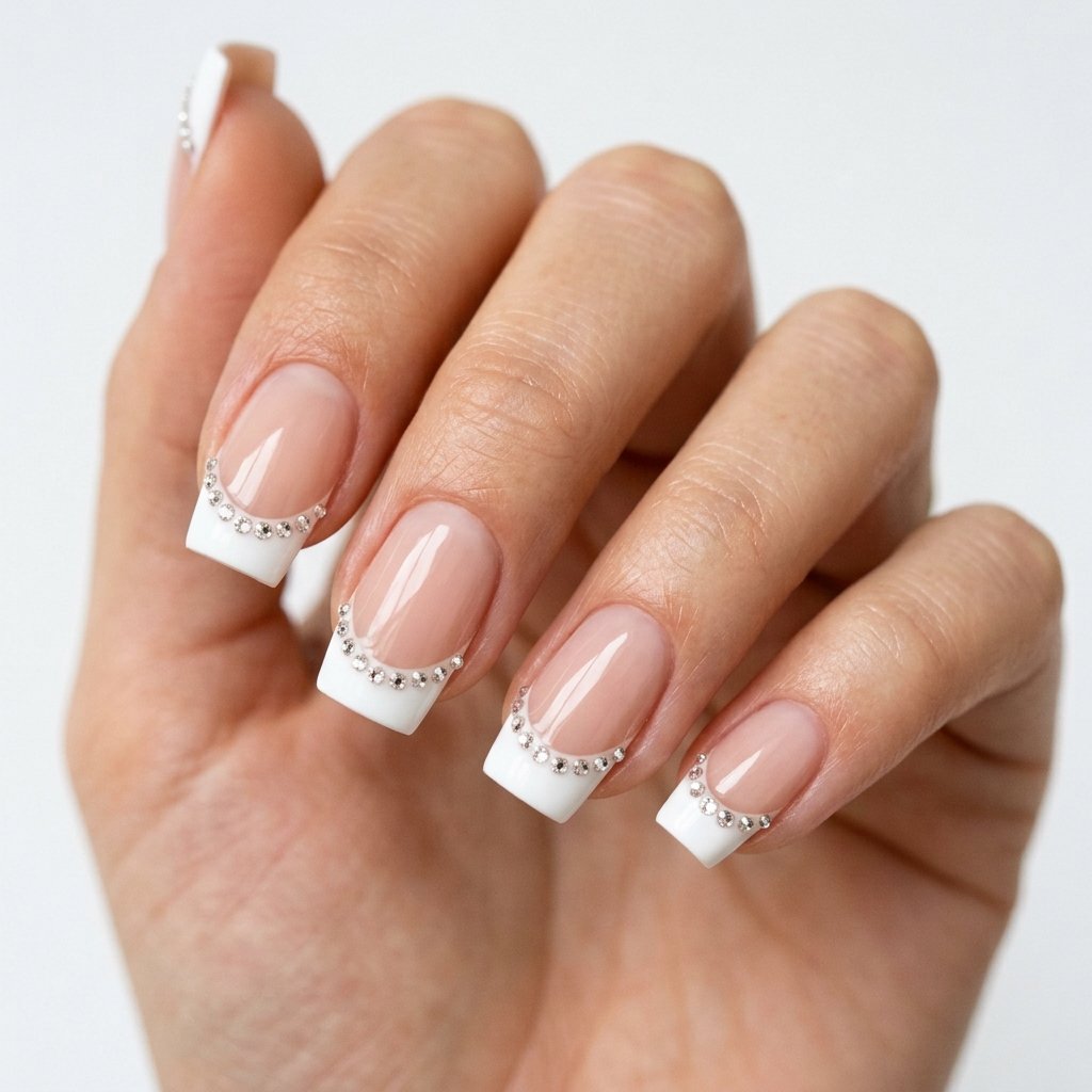 30 French Tip Nails Designs You'll Want to Copy 2 Crystal French Tip Ideas