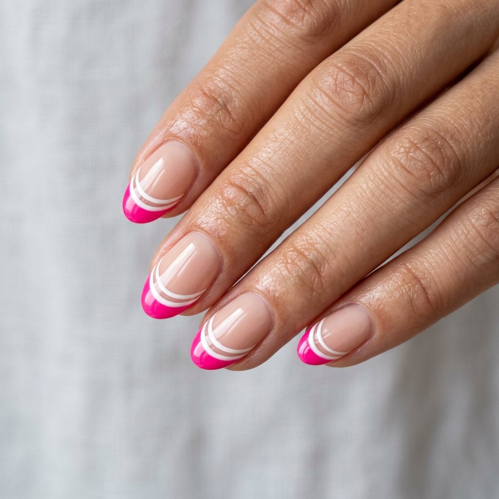 35 Best Hot Pink French Tip Nails – From Classic to Bold 34 Hot Pink Double French Tip Nails