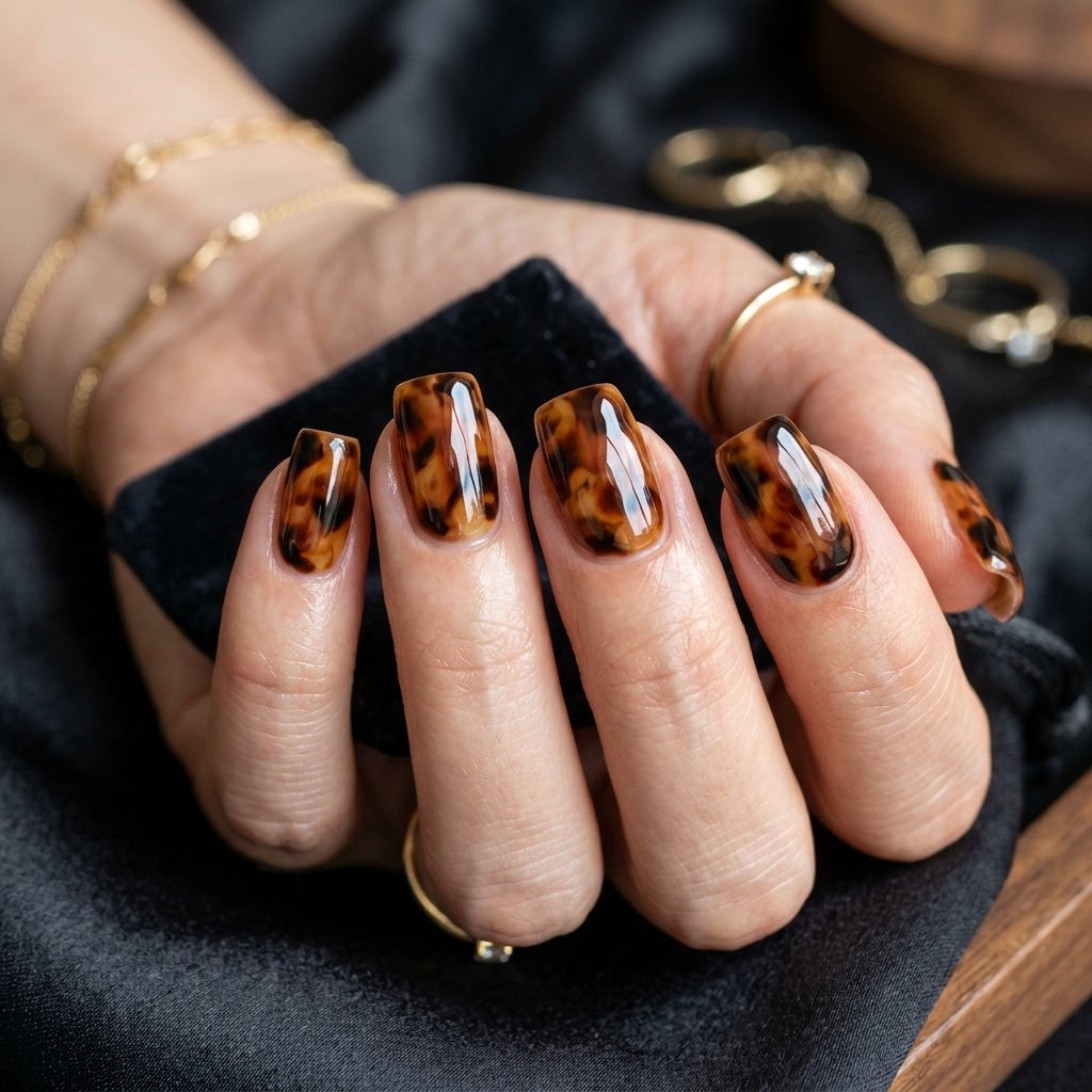 30 September Nails Ideas Perfect for Sweater Weather 6 Glossy Tortoise Shell Patterns