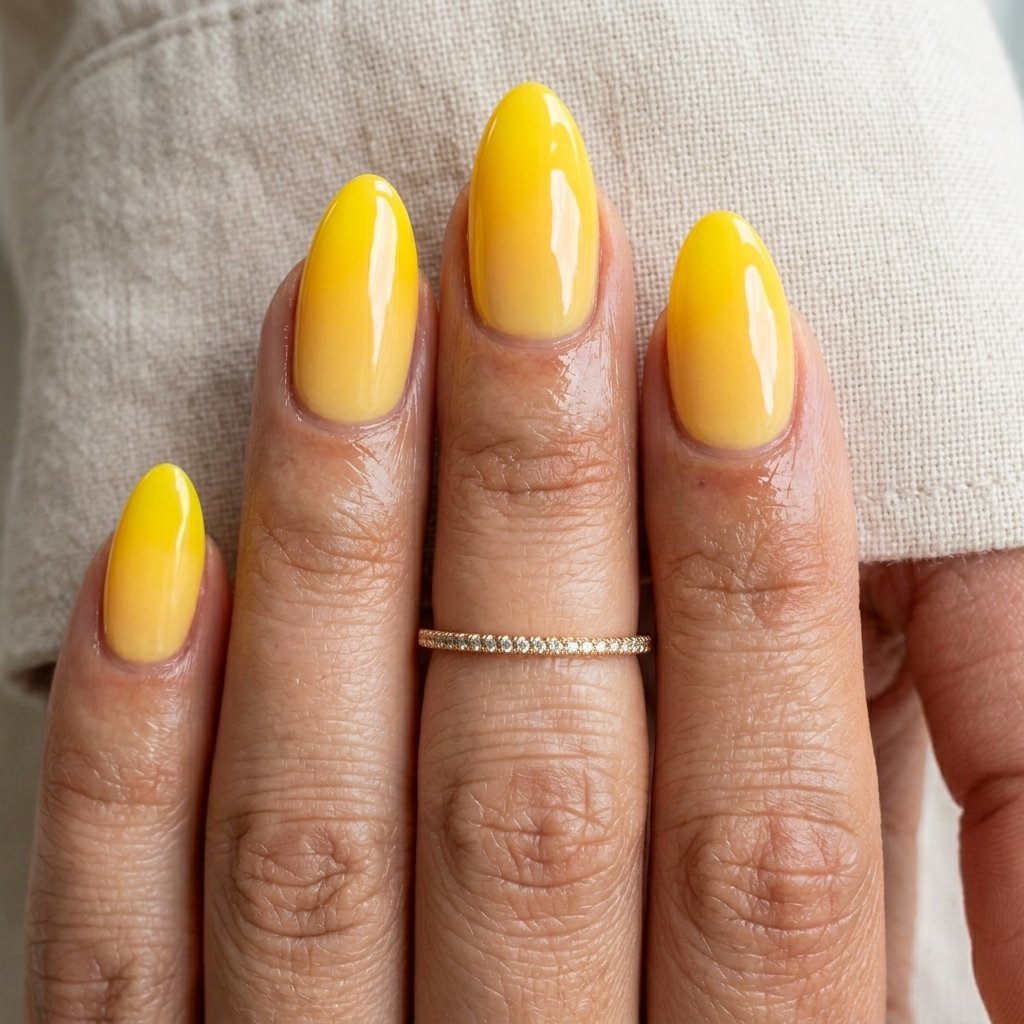 Glossy Yellow Ombre Nail Ideas