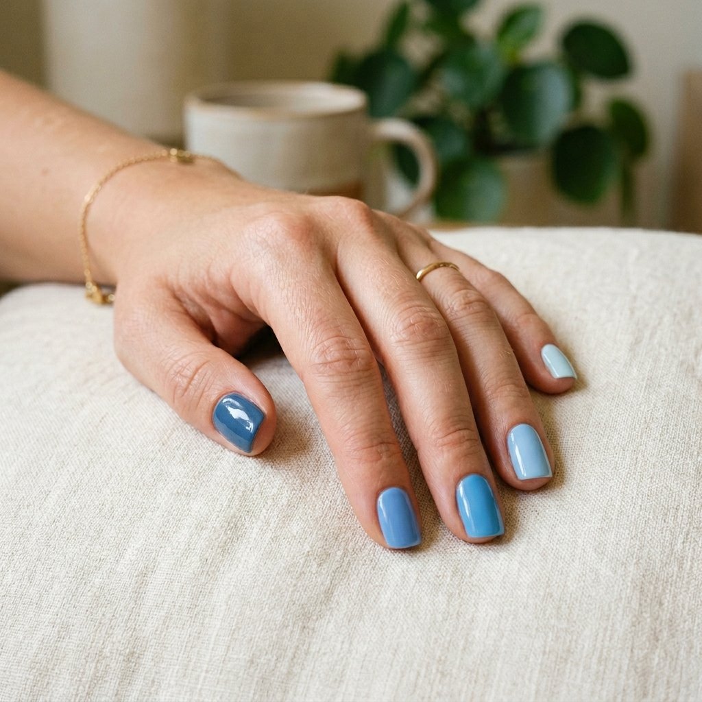 35 Stunning Light Blue Summer Nails Ideas for 2026 15 Gradient Blue Palette Nails