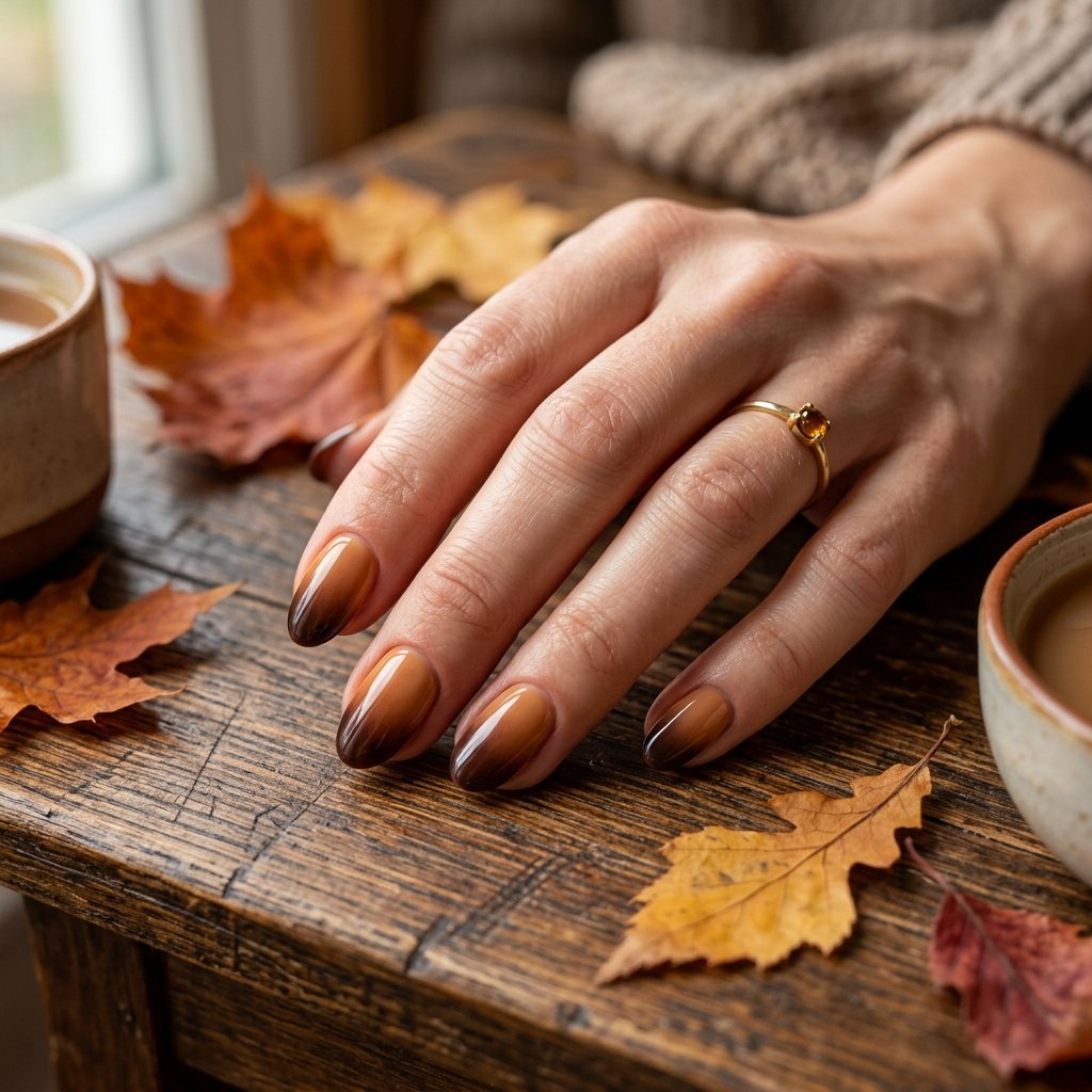35 Gorgeous Fall Ombre Nails Ideas for Every Mood 2 Caramel to Espresso Ombre Nail Ideas