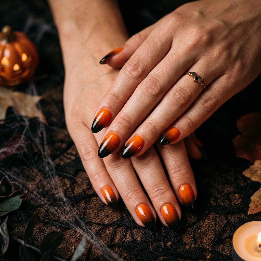 34 Best Orange Ombre Nails Ideas for Every Skin Tone & Season 2026 13 Halloween Orange Ombre Nails Ideas