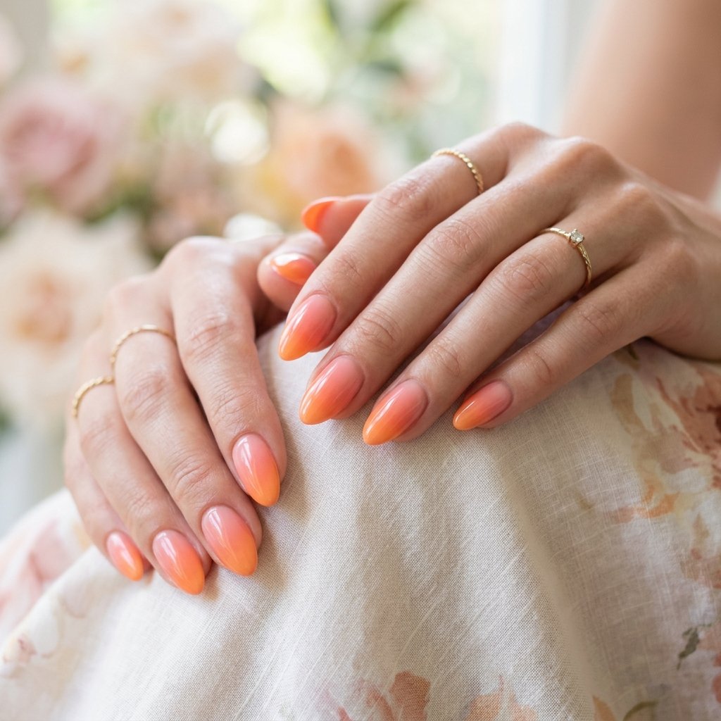 34 Best Orange Ombre Nails Ideas for Every Skin Tone & Season 2026 11 Coral Orange Ombre Nails Ideas