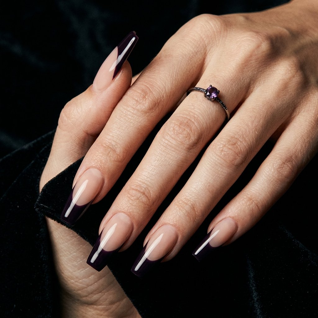 34 Fresh Purple French Tip Nails Ideas You Have Not Seen Before 24 Eggplant French Tip Nails Ideas