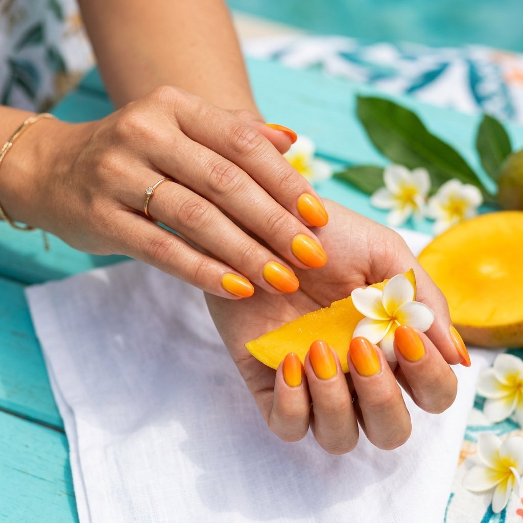 34 Best Orange Ombre Nails Ideas for Every Skin Tone & Season 2026 28 Mango Orange Ombre Nails Ideas