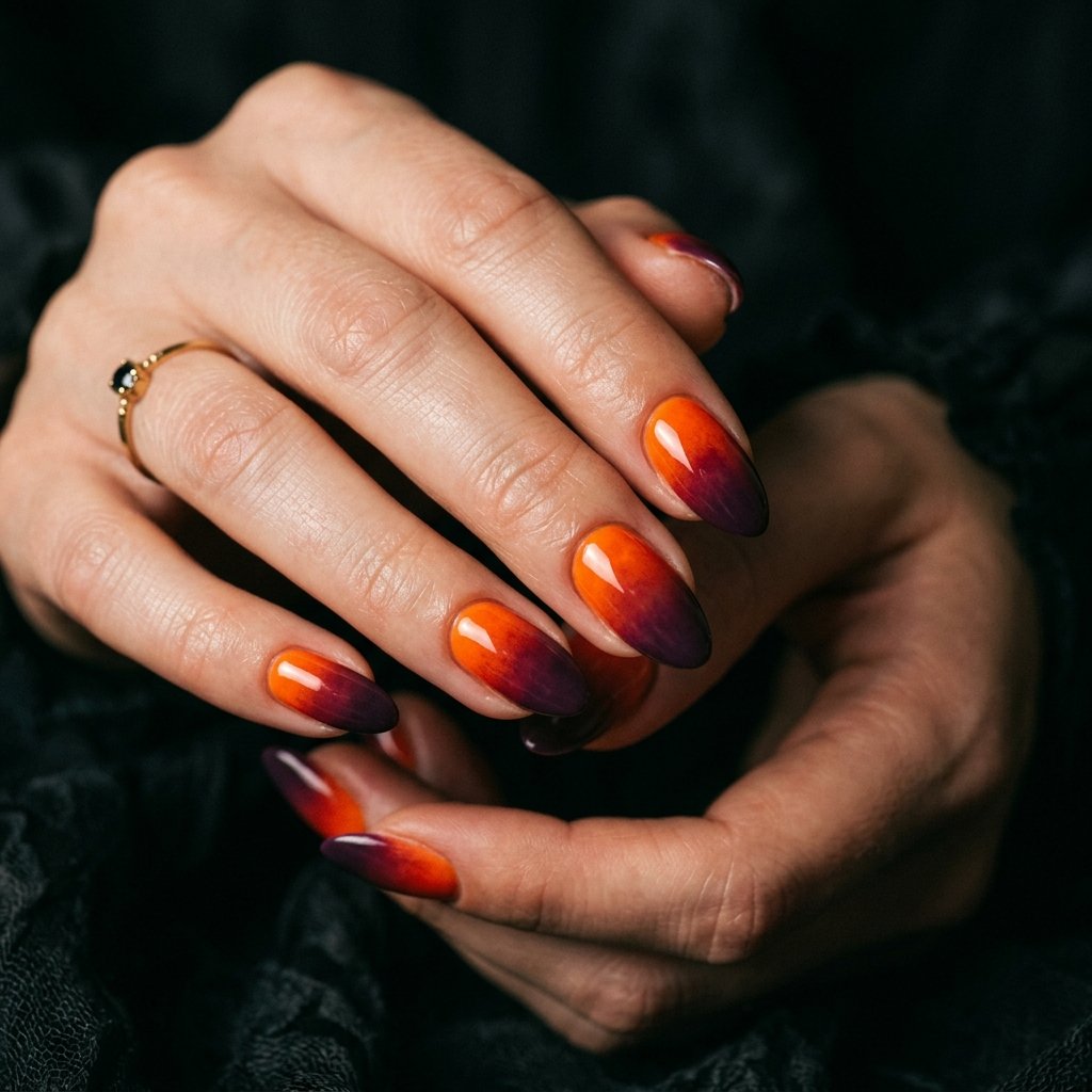 34 Best Orange Ombre Nails Ideas for Every Skin Tone & Season 2026 35 Fiery Orange to Deep Plum Ombre Nails Ideas