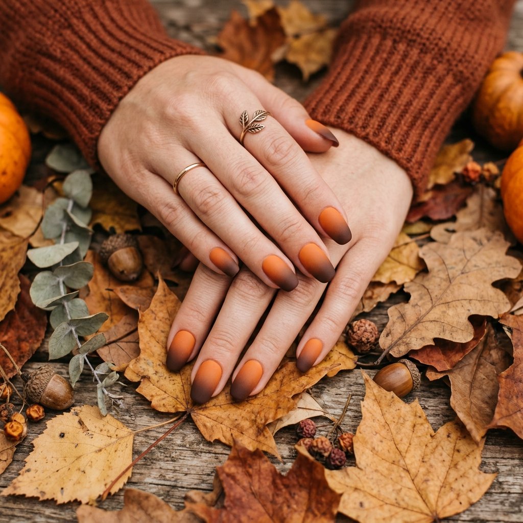 34 Best Orange Ombre Nails Ideas for Every Skin Tone & Season 2026 24 Orange and Brown Ombre Nails Ideas