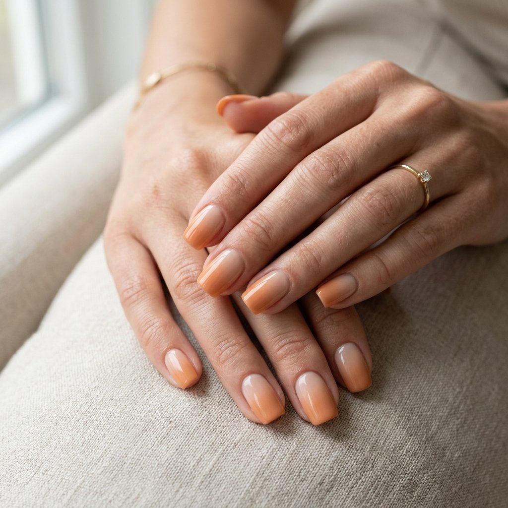 34 Best Orange Ombre Nails Ideas for Every Skin Tone & Season 2026 31 Orange and Nude Ombre Nails Ideas