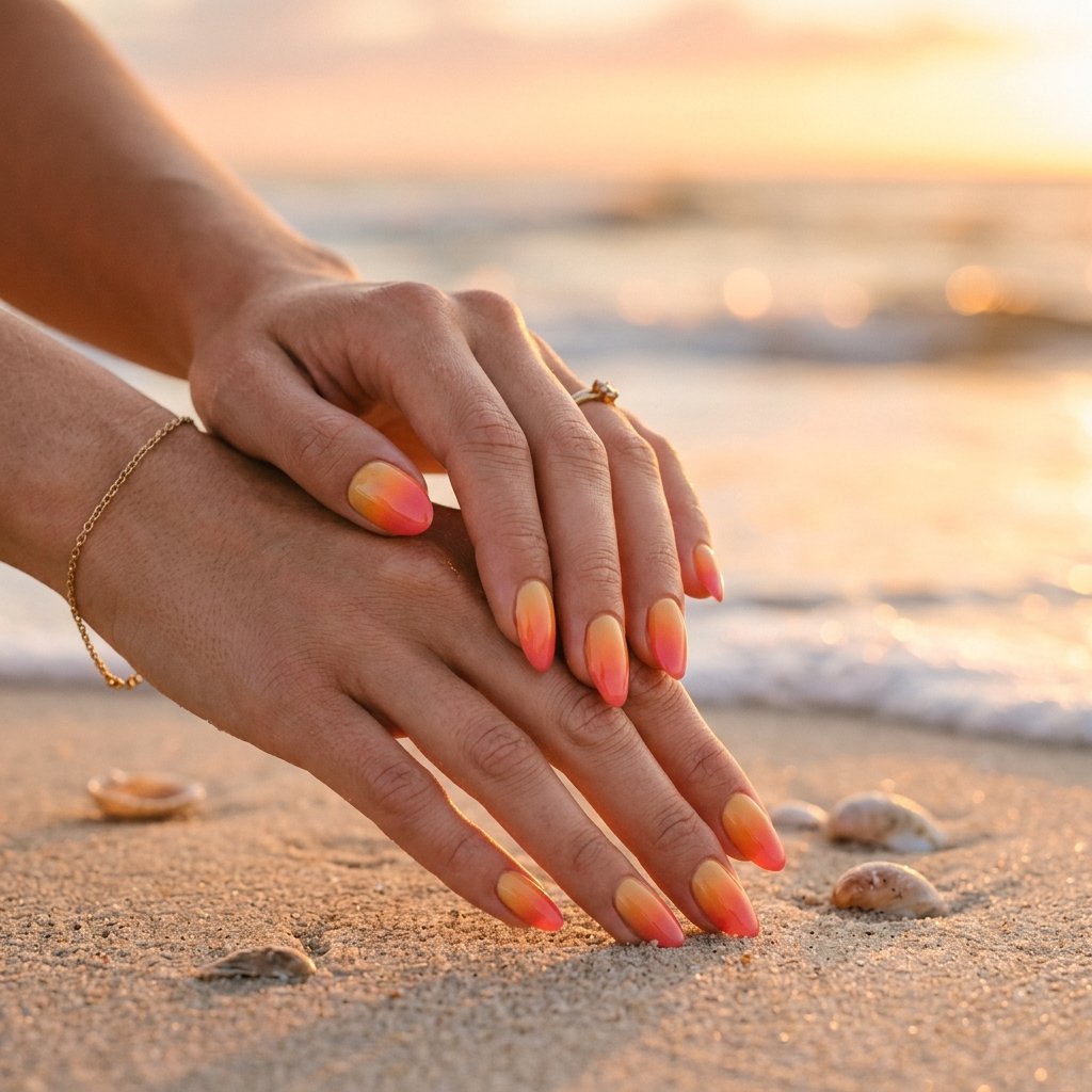 34 Best Orange Ombre Nails Ideas for Every Skin Tone & Season 2026 9 Orange Sunset Ombre Nails Ideas