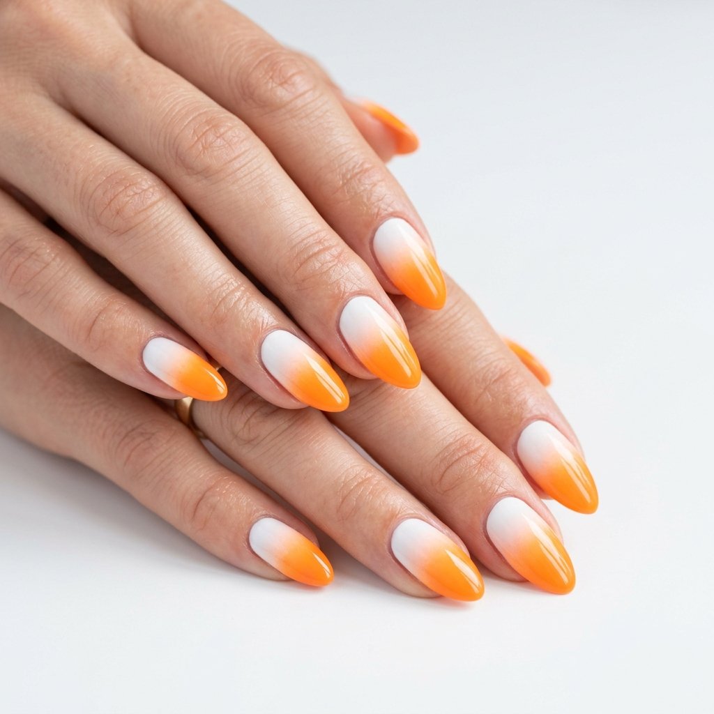34 Best Orange Ombre Nails Ideas for Every Skin Tone & Season 2026 10 Orange and White Ombre Nails Ideas