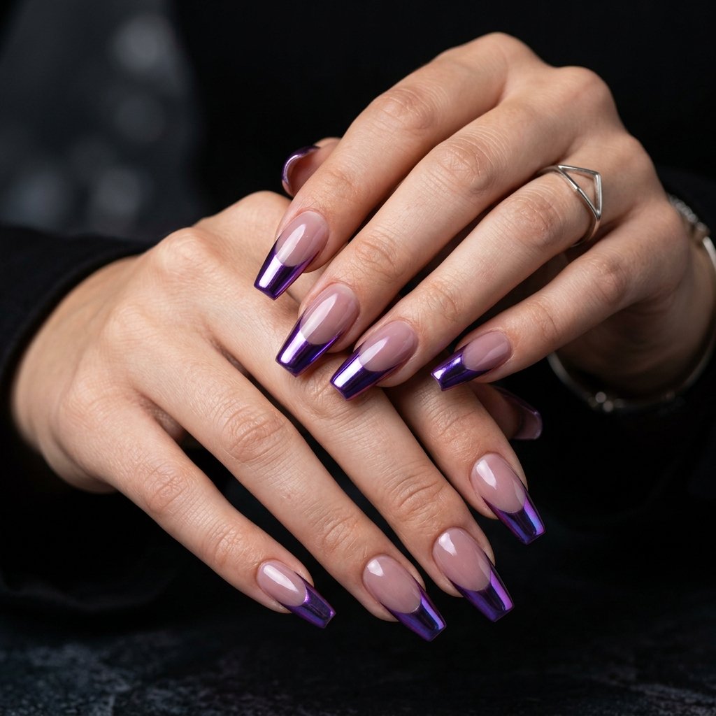 34 Fresh Purple French Tip Nails Ideas You Have Not Seen Before 8 Purple Chrome French Tip Nails Ideas