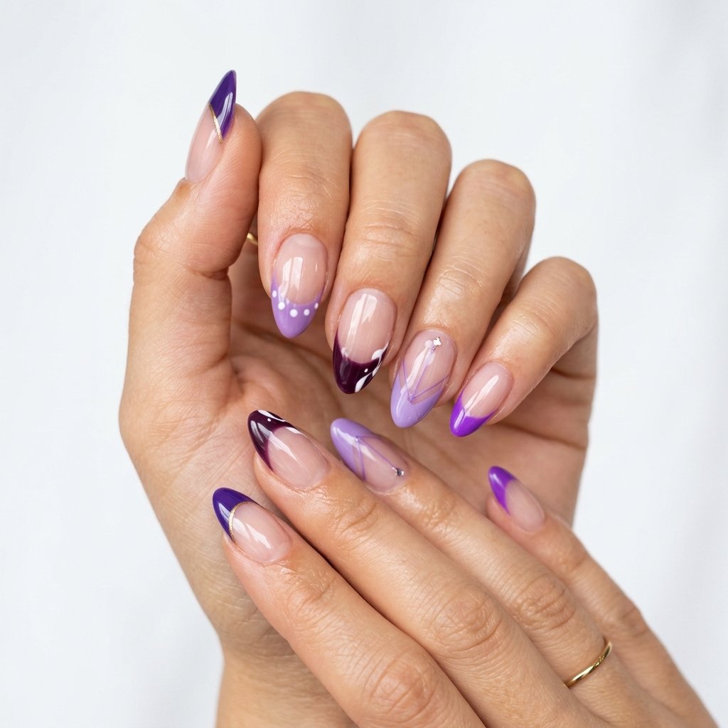 34 Fresh Purple French Tip Nails Ideas You Have Not Seen Before 35 Mixed Purple Tones French Tip Nails Ideas