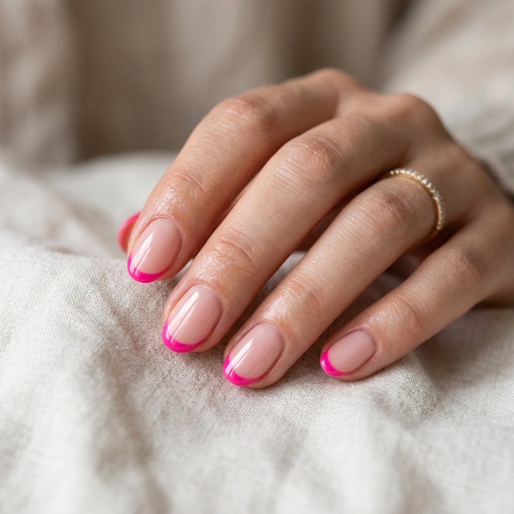 35 Best Hot Pink French Tip Nails – From Classic to Bold 2 Classic Hot Pink French Tips