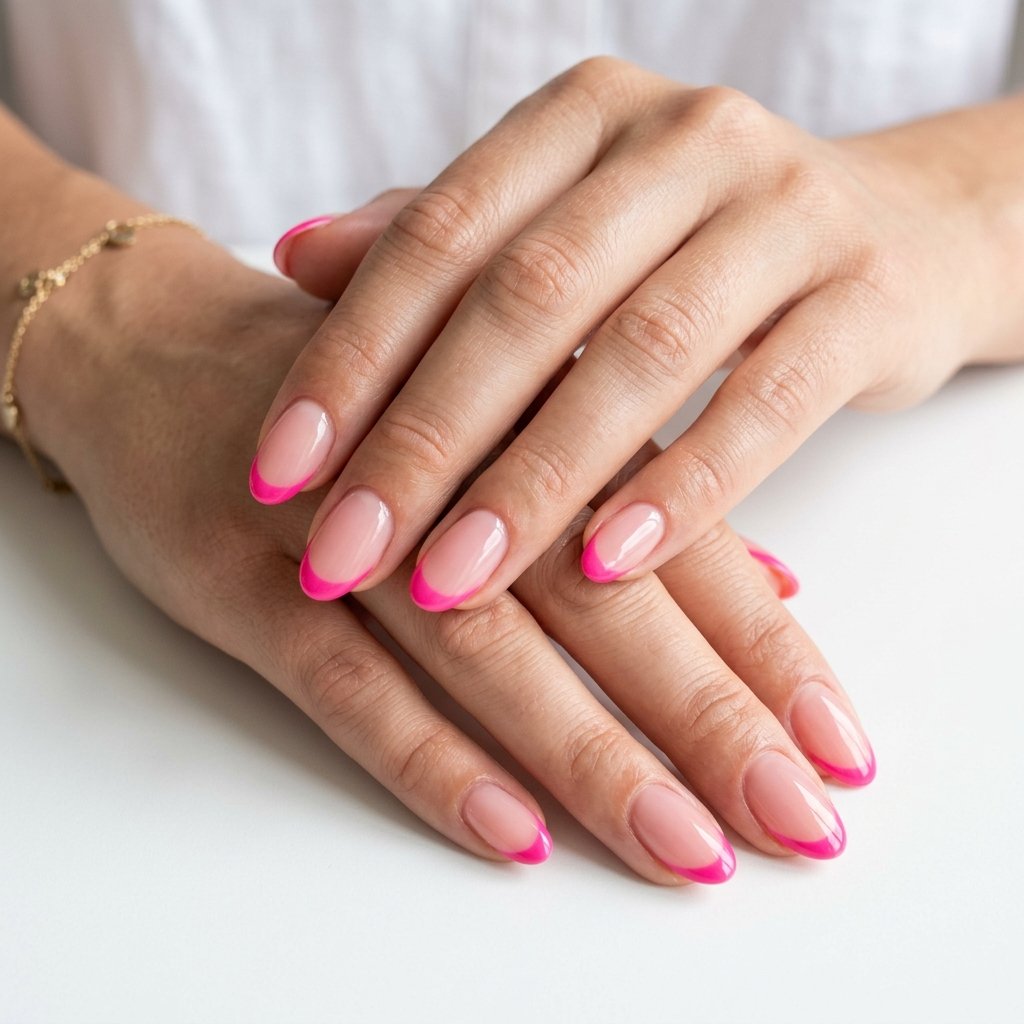 35 Best Hot Pink French Tip Nails – From Classic to Bold 16 Oval Pink French Tip Nails