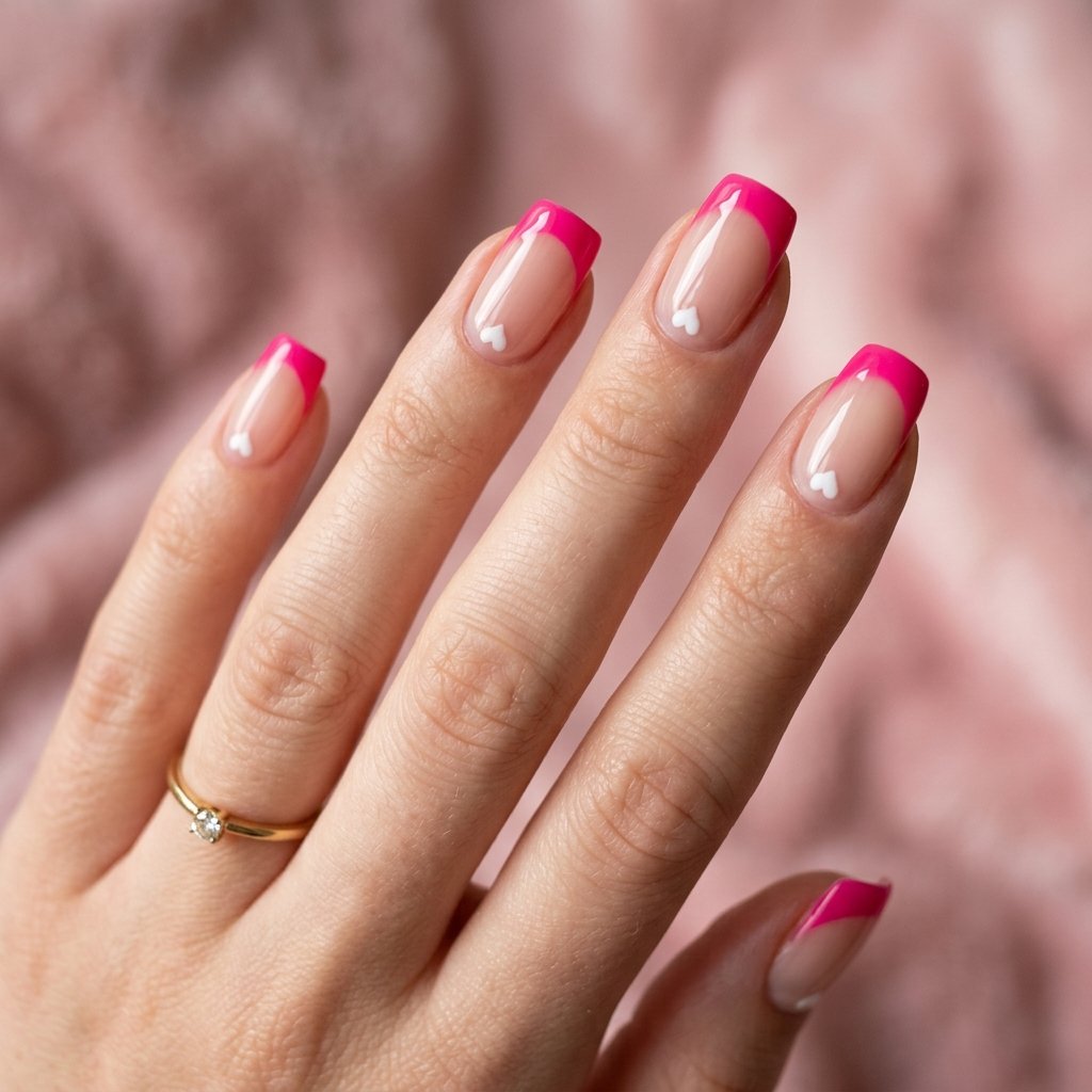 35 Best Hot Pink French Tip Nails – From Classic to Bold 25 Hot Pink French Tips With Hearts