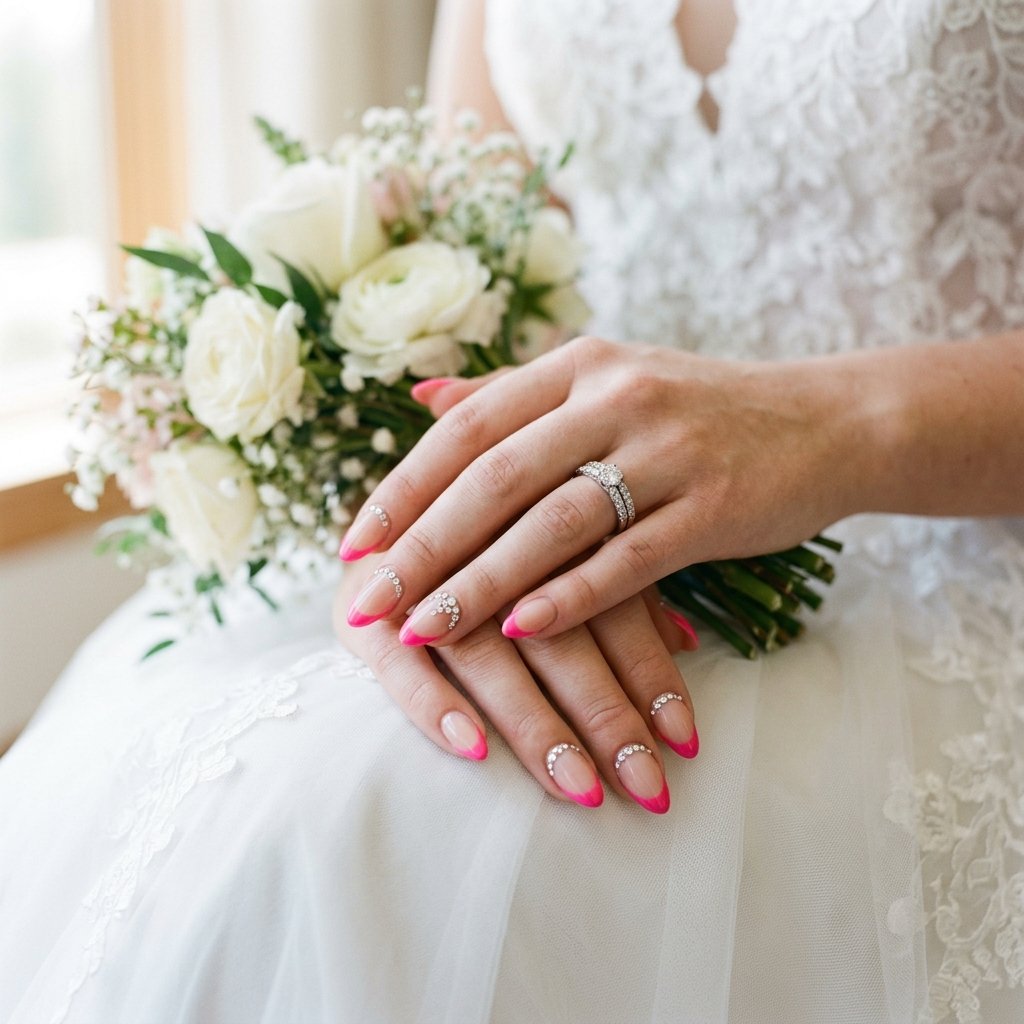 35 Best Hot Pink French Tip Nails – From Classic to Bold 28 Hot Pink French Tip Nails For Wedding