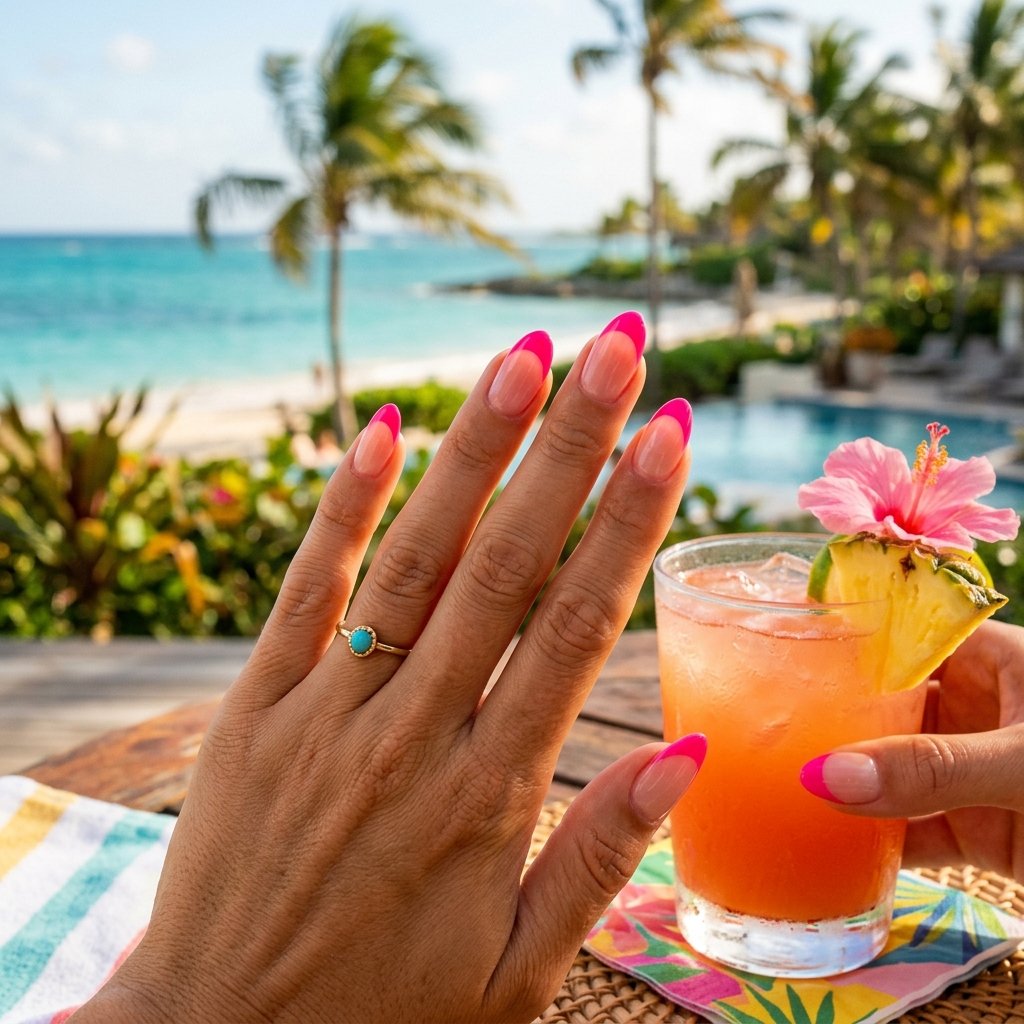 35 Best Hot Pink French Tip Nails – From Classic to Bold 29 Hot Pink Vacation Nail French Tips