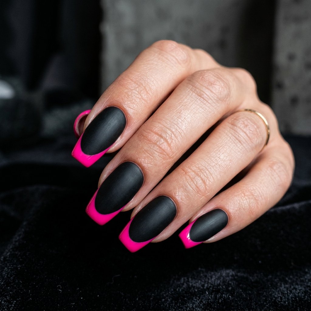 35 Best Hot Pink French Tip Nails – From Classic to Bold 33 Hot Pink French Tips With Black Base