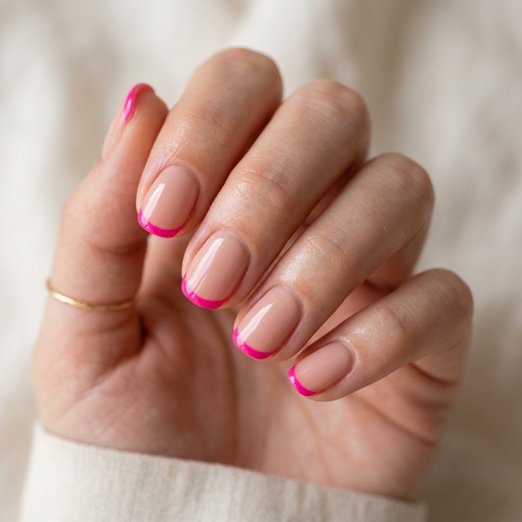 35 Best Hot Pink French Tip Nails – From Classic to Bold 4 Short French Tip Nails Pink