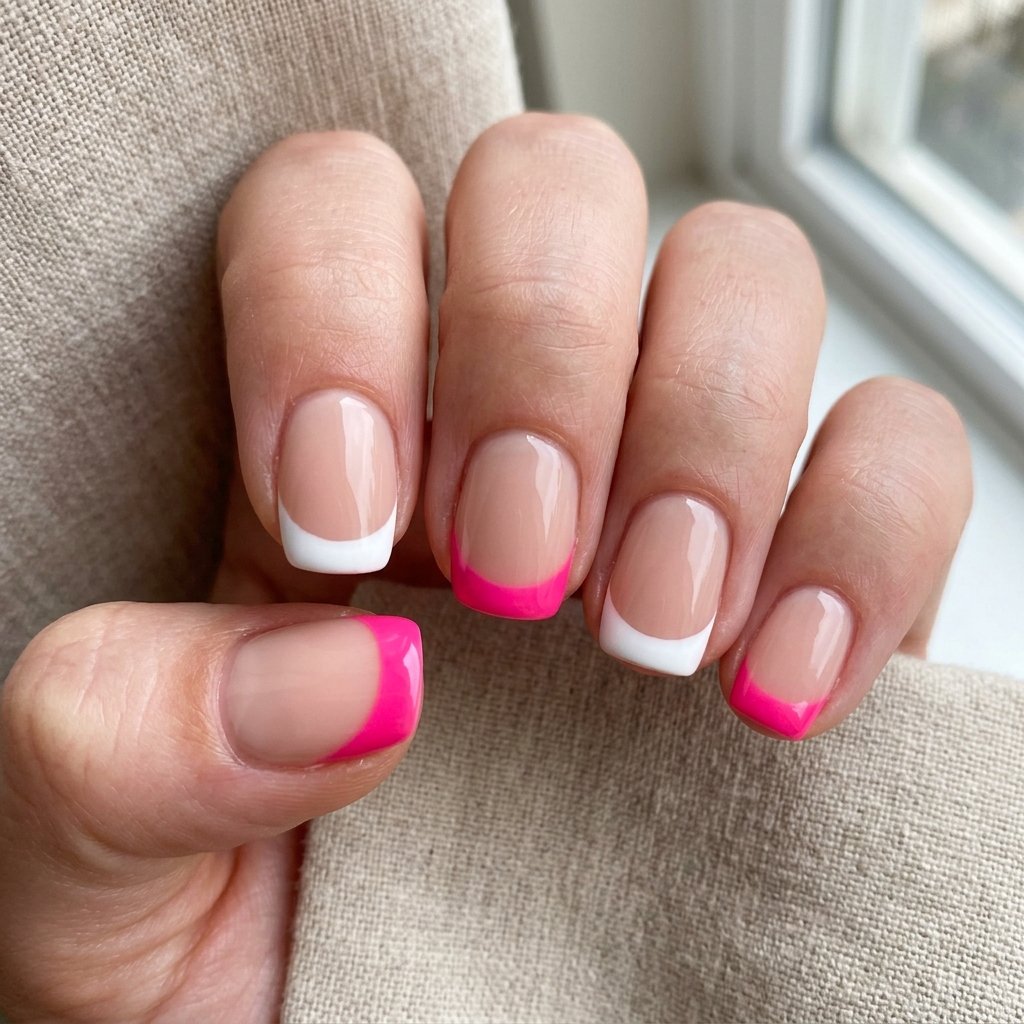 35 Best Hot Pink French Tip Nails – From Classic to Bold 9 Hot Pink and White French Tips